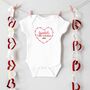 Personalised Daddy's Little Valentine Heart Name Babygrow Or Sleepsuit, thumbnail 2 of 5