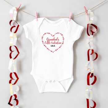 Personalised Daddy's Little Valentine Heart Name Babygrow Or Sleepsuit, 2 of 5