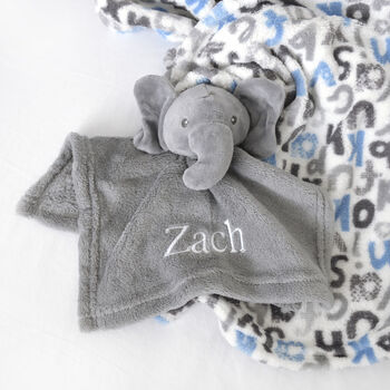 Personalised Alphabet Blanket And Elephant Comforter, 3 of 5