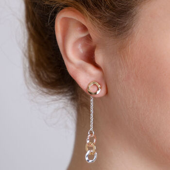 Triple Circle Drop Earrings With Chain Detail, 2 of 5