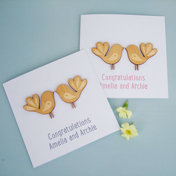 Wooden Love Birds Personalised Card, 2 of 3