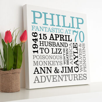 Personalised 70th Birthday Typographic Art, 2 of 7