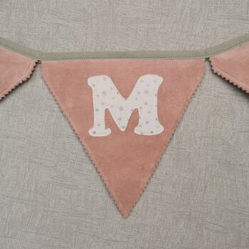 Bunting Pink Velour Personalised Baby Nursery Decor, 4 of 12