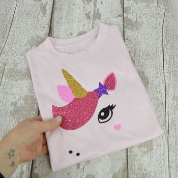 'Star Unicorn' Sparkly Personalised Kids T Shirt, 5 of 5