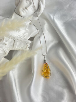 Raw Citrine Healing Stone Necklace Stainless Steel, 3 of 6