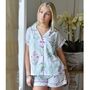 Ladies Floral Pink Palm Tree Print Cotton Short Pyjama Set, thumbnail 4 of 5