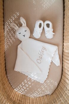 Personalised Knitted Baby Comforter Baby Gift, 3 of 4