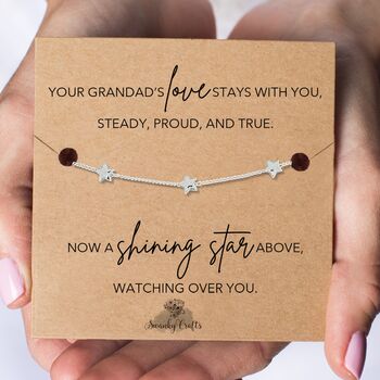 Grandpa Memorial With A Gold Plated Or Silver Plated Star Bracelet And Card, 2 of 4