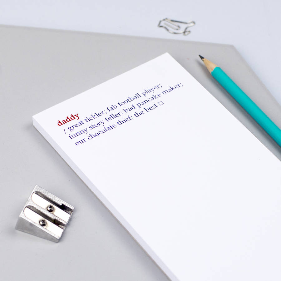 Personalised Daddy Dictionary Definition Notepad By Xoxo