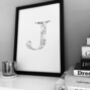 'Letter J' Linear Illustration Print, thumbnail 1 of 7