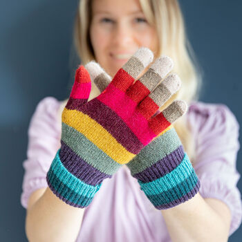 Rainbow Stripe Angora Knit Gloves, 5 of 8