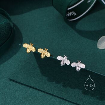 Honey Bee Stud Earrings In Sterling Silver, 5 of 12