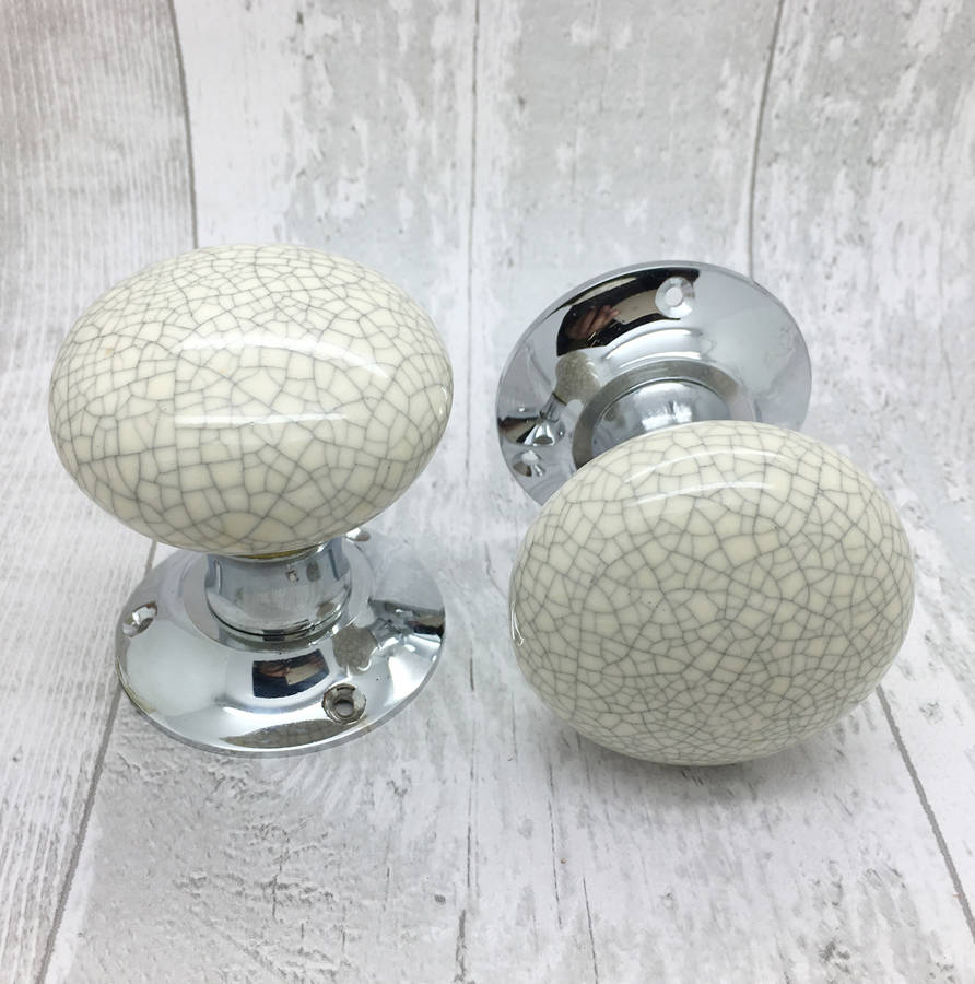 Cream Crackle Mortice Ceramic Entrance Doors Knobs By G Decor 4521