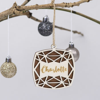 Personalised Wooden Paper Cut Christmas Decoration, 3 of 4