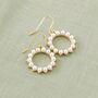 Gold Plated Pearl Sunburst Earrings, thumbnail 2 of 6