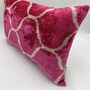 Oblong Ikat Velvet Cushion Pink Bulbous, thumbnail 1 of 10