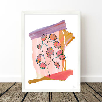 Pink Honesty Flower Art Print, 4 of 7