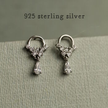 Sterling Silver Tiny Droplet Hoop Earrings, 4 of 5