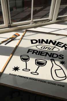 Dinner And Friends Retro Hand Drawn Illustration Print, 10 of 10