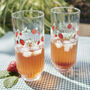 Hand Painted Strawberry Ribbed Highball Glasses Pair, thumbnail 1 of 7