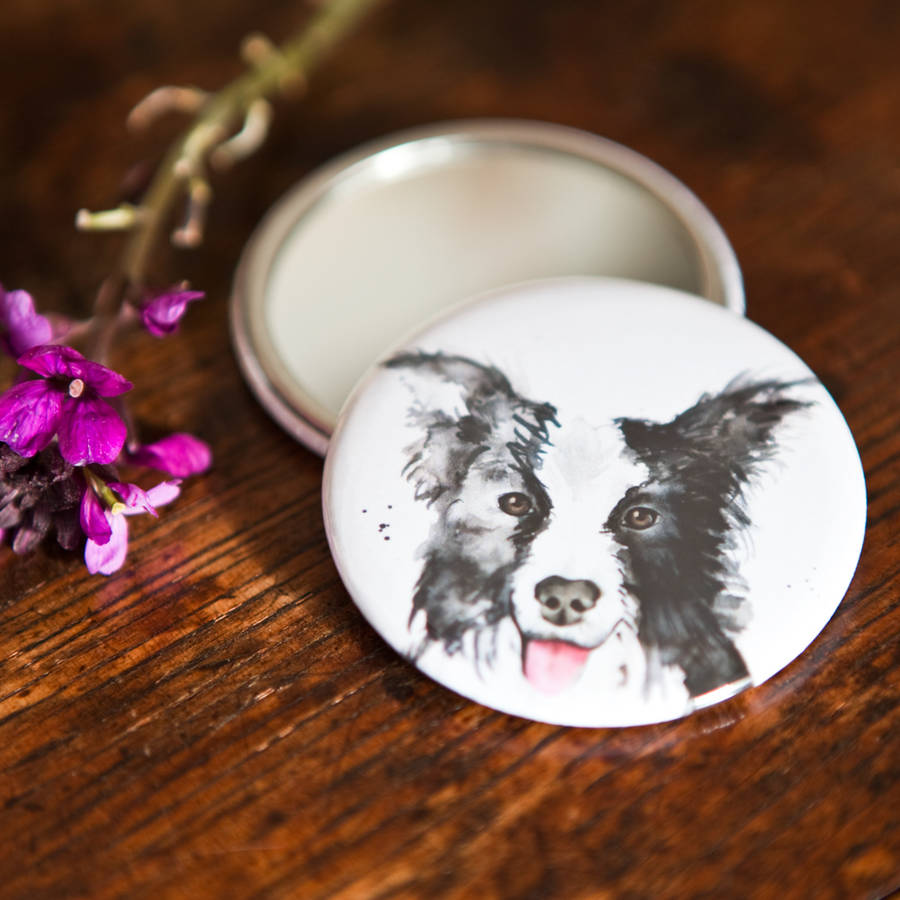 Papillon Pocket Mirror With the Image of a Dog. 