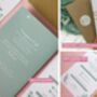 Eucalyptus Floral Sage Green Passport Invitation With Plane Charms For Destination Wedding, thumbnail 4 of 8