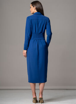 Romina Blue Waist Defining Classic Shirt Dress, 4 of 4
