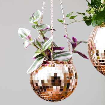 Rose Gold Disco Ball Hanging Planter, 4 of 5