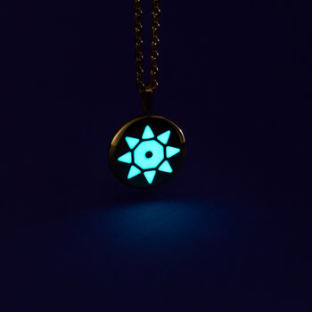 Blue Solis Aqua Blue Glowing Pendant Necklace With Uv Keyring Torch, 9 of 10