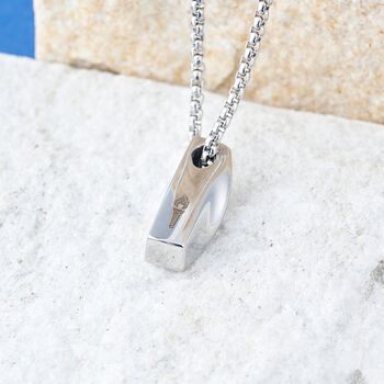 Silver Rectangle Custom Pendant Chain Necklace For Men And Women, 10 of 12