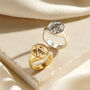 Chunky Floral Engraved Initial Signet Ring, thumbnail 1 of 4
