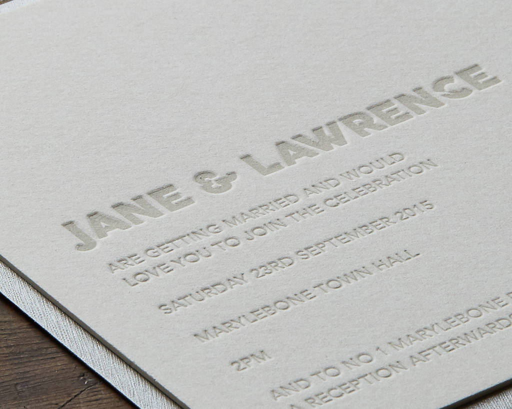 embossed letterpress wedding invitation by wolf & ink ...