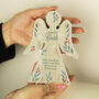 Personalised Christmas Foliage Wooden Angel Ornament, thumbnail 3 of 5
