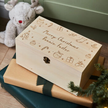 Personalised Merry Christmas Asset Wooden Keepsake Box Fsc®, 3 of 5