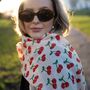 Cherry Print Scarf In Personalised Gift Box, thumbnail 7 of 7