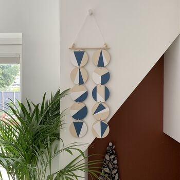 Blue And White Geometric Plywood Wall Hanging Art, 2 of 8