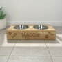 Personalised Name Engraved Wooden Raised Double Cat Bowl, thumbnail 1 of 5