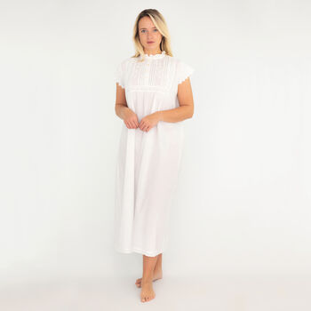 Polo Long Sleeve White Cotton Nightdress, 5 of 5