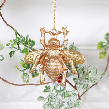 Gold Tone Bee Christmas Tree Decoration, 2 of 2
