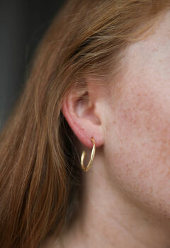 Olivera Medium Brushed Gold Plated Hoop Earrings, 3 of 4