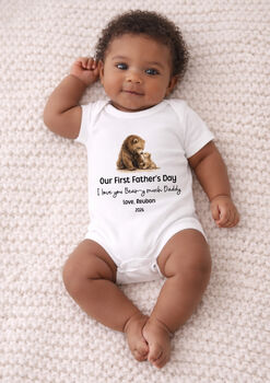 Personalised First Father’s Day Bear Baby Outfit, 2 of 7