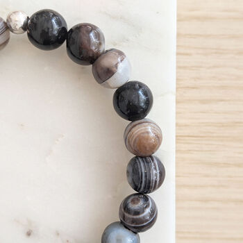 Men's Bracelet In Striped Agate And Silver, 4 of 7