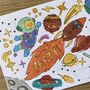Space Themed Party Invitations To Colour In, thumbnail 3 of 4