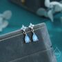 Sterling Silver Four Cz And Droplet Stud Earrings With Opal Blue C Zs, thumbnail 1 of 12