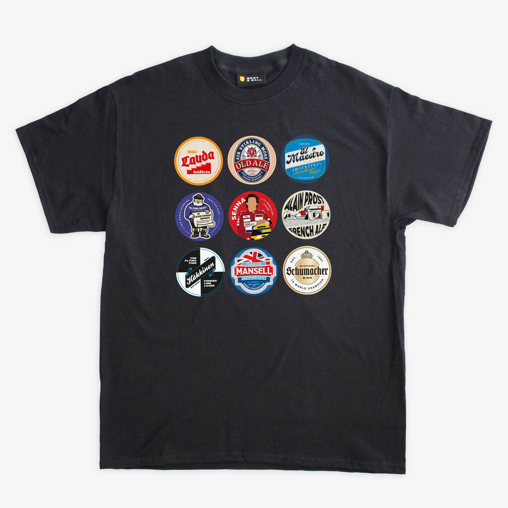 Formula One Legends Beer Mat T Shirt, 1 of 4