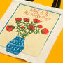 Personalised Hand Drawn Floral Canvas Tote Bag With Custom Phrase, thumbnail 2 of 5