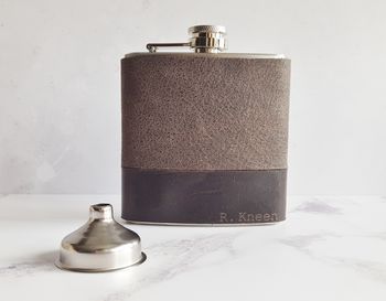 Engraved Leather Hip Flask, 6 of 8
