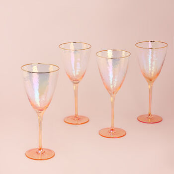 G Decor Set Of Four Lustre Hammered Wine Glasses, 5 of 7