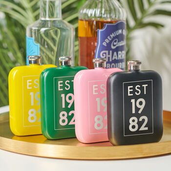 Personalised 40th Birthday Year Hip Flask, 3 of 7
