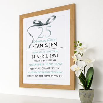 Personalised Silver Wedding Anniversary Typography, 7 of 9